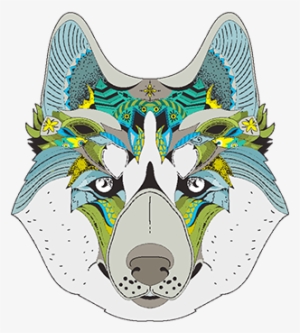 Poster With Patterned Husky, Vector, Husky, Coloring