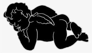 Little Sleeping Angel Silhouette Png - Drawing