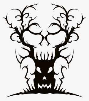 Apple Tree Silhouette Clipart - Spooky Halloween Clip Art