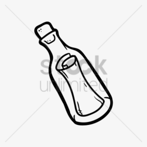 Freeuse Beer Bottle Line At Getdrawings Com Free - Message In A Bottle Wine Drawing