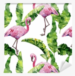 Banana Palm Leaves Seamless Watercolor Illustration - Dense Jungle Round Mouse Pad Customized Non Slip Rubber