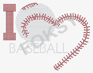 I Love Baseball Iron On Rhinestone Heat Transfer, Baseball - Heart