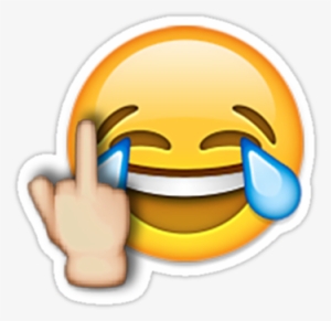 Middle Finger Laughing Emoji" Stickers By Nsty - Laughing Emoji With Middle Finger