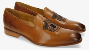 Loafers Prince 1 Tan Embrodery Crown Navy - Slip-on Shoe