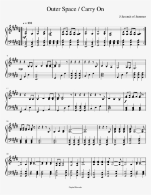 Outer Space / Carry On Sheet Music Composed By 5 Seconds - Coldplay Yellow Sheet Music