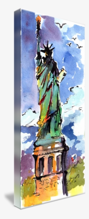 Lady Liberty New York Watercolor And Ink By Ginette - New York City