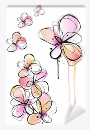 Abstract Ink And Watercolor Flowers, Vector Background - Dessin Abstrait De Fleur
