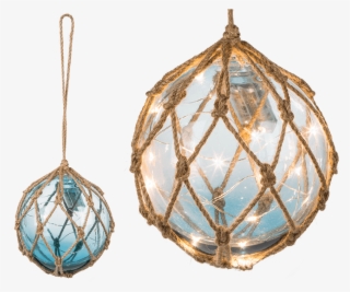 Blue Glass Ball In Rope Net - Glaskugel Mit Netz