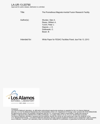 The Prometheus Magneto-inertial Fusion Research Facility - Alamos National Laboratory