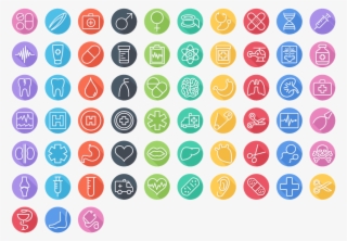 63 Medical, Medicine And Anatomy Flat Line Icons - Natural Warm Colors