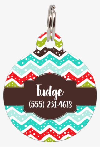 Brown Christmas Chevron Personalized Dog Id Tag For - Dog