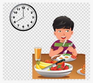 Child Eating Healthy Food Cartoon Clipart Breakfast - Have Breakfast At 8 O Clock