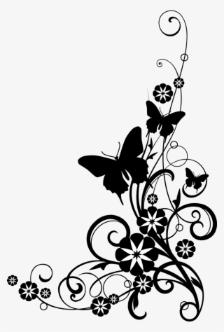 Vector Graphics Flower Border Black White Clip Art - Flowers Black And ...