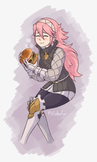 Soleil Eating A Hamburger By Milobster - Cartoon