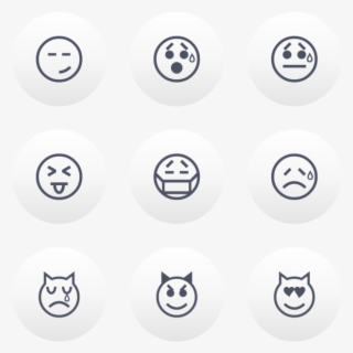 Classic Emoticons Icon In Style Flat Circle Blue Gray - Emoji Domain