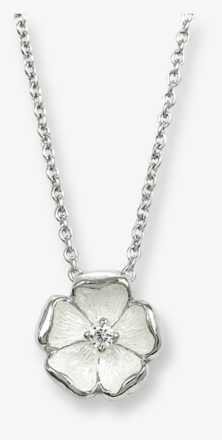 Nicole Barr Designs Sterling Silver Rose Necklace-white - Collar Con Iniciales L