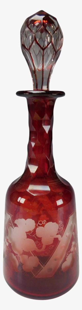 Antique Boston Sandwich Ruby Engraved Glass Perfume - Perfume