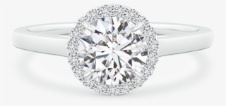 Cathedral Round Lab Grown Diamond Halo Ring With Claw-setting - Classic Diamond Halo Engagement Ring