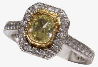 Beautiful Kt Vintage Fancy Yellow Diamond Engagement - Ring