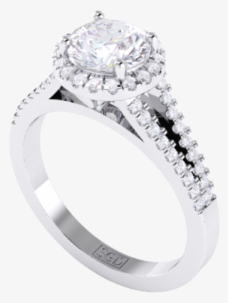 Split Band Round Brilliant Cut Halo Ring - Pre-engagement Ring