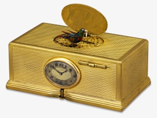 Gold-plated Singing Bird Box And Clock - Singing Bird Box