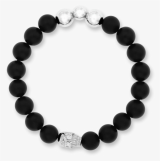 Vega White Gold Plated Sterling Silver & Black Agate