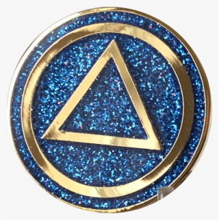 Aa Circle Triangle Logo Reflex Blue Glitter Gold Plated - Gold-filled Jewelry