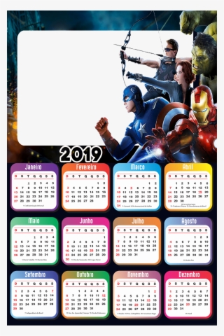 Calendário 2019 Vingadores Filme - Avengers Marvel Super Heroes Iron Man