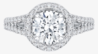 Carizza 18k White Gold Carizza Semi Mount Engagement - Double Band Halo Engagement Ring