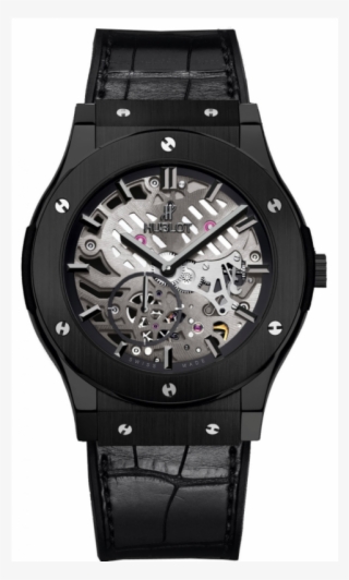 Classic Fusion Skeleton Dial Black Ceramic Black Leather - Hublot Classic Fusion Skull