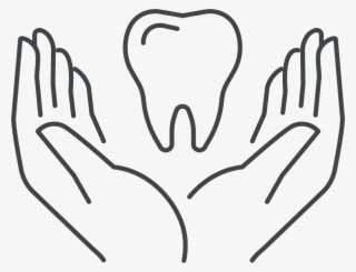 Two Hands Holding A Tooth Icon - Line Art