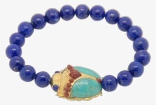 Turquoise Scarab & Lapis Lazuli Bead Bracelet By Amanda - Bracelet