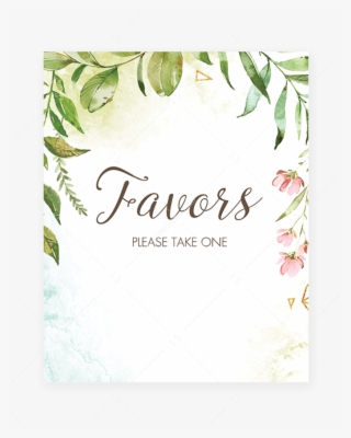Printable Favors Please Take One Sign Watercolor Leaves - Guess The Mom's Belly Size