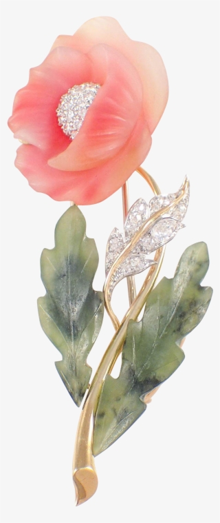 18k Yellow Gold And Platinum Nephrite, Quartz, And - Giant Protea