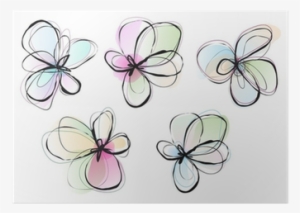 Abstract Watercolor Flowers, Vector Set Poster • Pixers® - Ashley Canvas Abstract Flowers Set 16x20