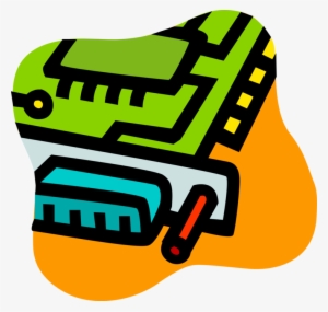 Vector Illustration Of Computer Printed Circuit Board