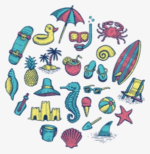 Beach Icons On Behance - Collage