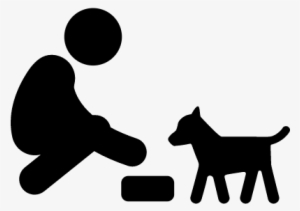 Feeding A Dog Vector - Stick Figure Feeding Dog