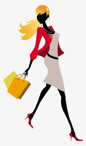 Cartoon Fashion Girl Png - Women With Shopping Bags