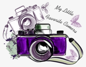Camera Photography Clip Art - Purple Camera Drawing