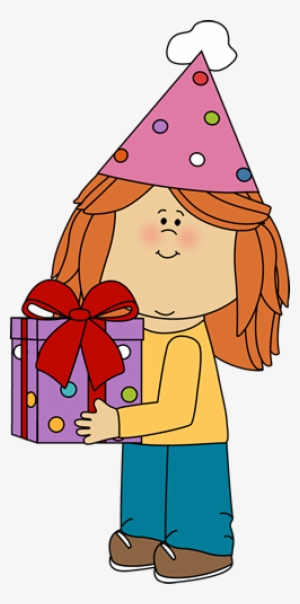 Birthday Girl With Birthday Gift - Birthday Girl Clipart