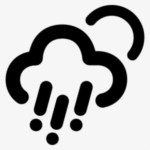 Rainy Cloud And Sun Outline Vector - Media Luna Con Lluvia