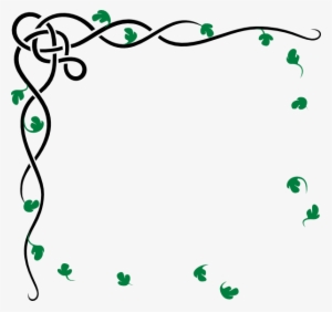 Green Leaves Clipart Border Design Png - Black Corner Border Design