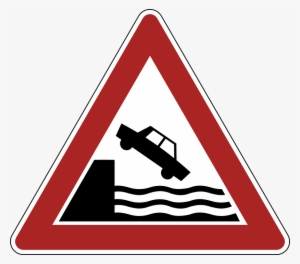 Danger Warning River Bank Road Sign Png - Señal De Advertencia