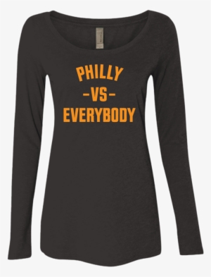 Philly Vs Everybody Hockey Edition Ladies' Triblend - Paw Universe Ladies' Scoop Neck Long Sleeve