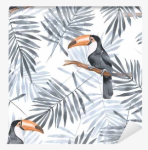 Watercolor Seamless Pattern 2 Wall Mural • Pixers® - Zazzle Grey Toucan | Add Your Name Tri-fold Wallets