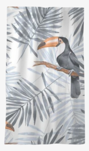 Watercolor Seamless Pattern 2 Sheer Window Curtain - Graues Toucan | Addieren Ihren Namen Klemmbrett