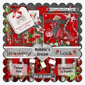 The Strawberry Look ~ Scrapkit * Tagger Size/cu Ok - Strawberry