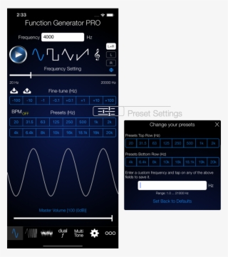 All The Frequency Presets Can Be Customised - .ipa