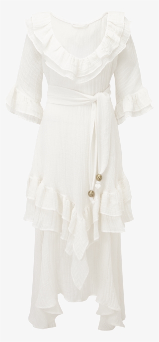 Laura White Gauze Ruffle Dress - Gown